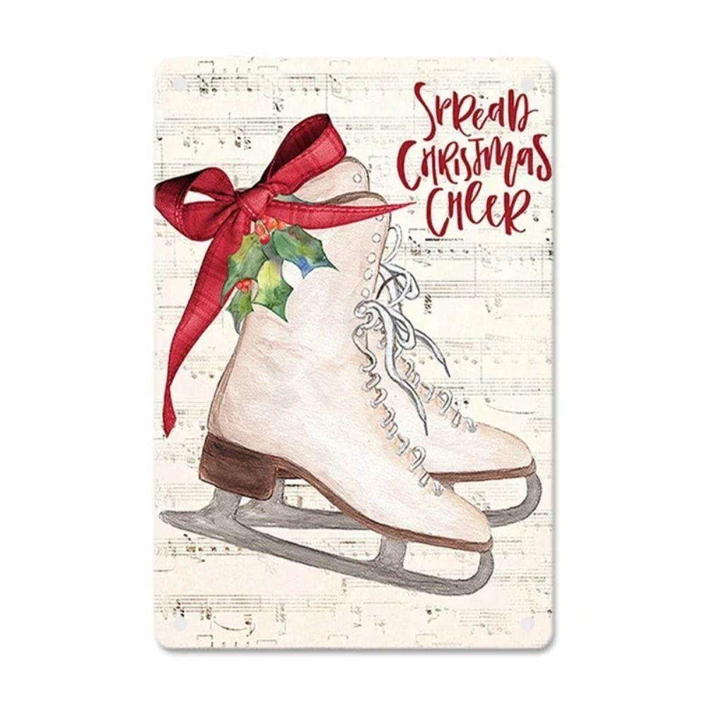 Vintage Christmas Metal Tin Sign Home Festive Wall Decor