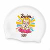 SUIY Damen Hochwertige Wasserdichte Racing Silikon Badekappe für Langes Haar Niedliche Buddha Katze