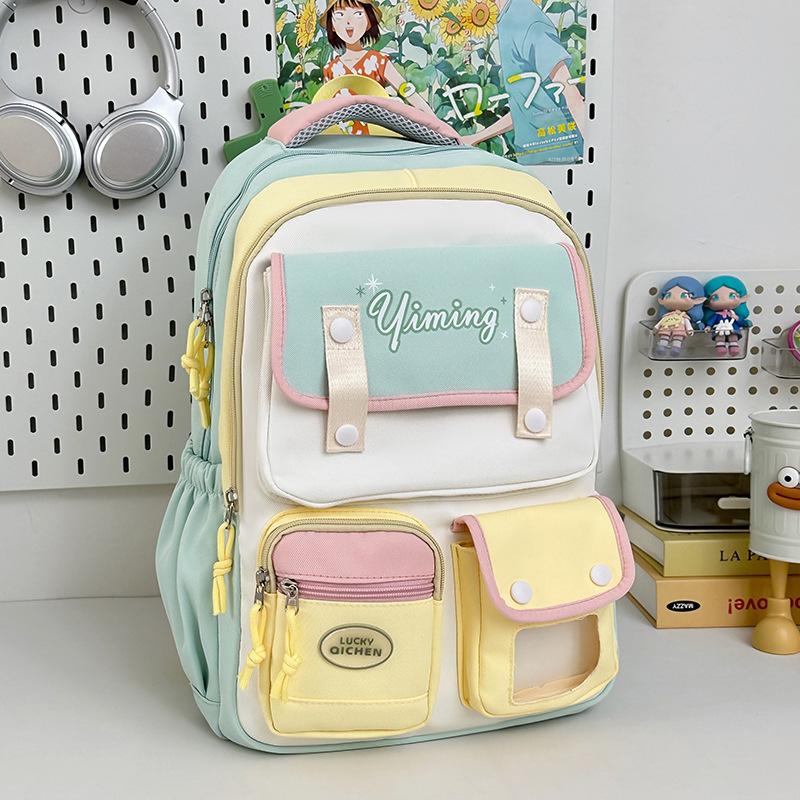 Small fresh schoolbag college backpack multi-compartment anti-theft design female junior high school student schoolbag