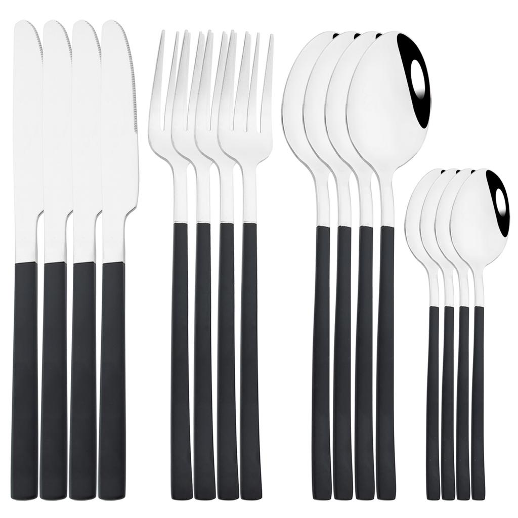 16Pcs Rose Gold Dinnerware Set Knife Fork Coffee Tea Spoon Cutlery Set Stainless Steel Tableware Western Home Kitchen Flatware