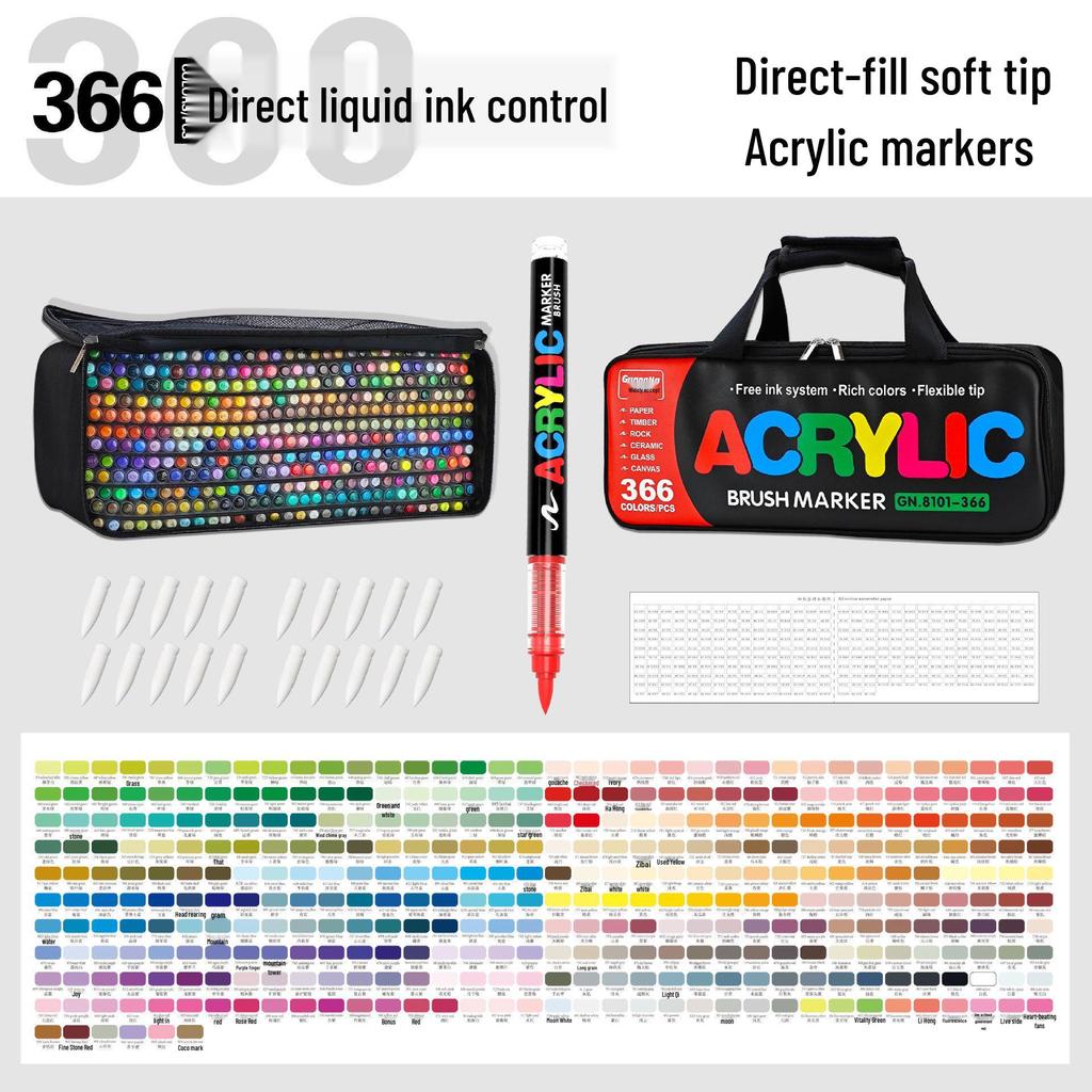 Guangna 8101 Stackable Soft Tip Acrylic Marker Set - 408 Colors for Art & DIY Graffiti