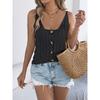 2026 Spring/Summer Solid Color Hollow Button Sweater Women's Vest Knitwear Vacation Top