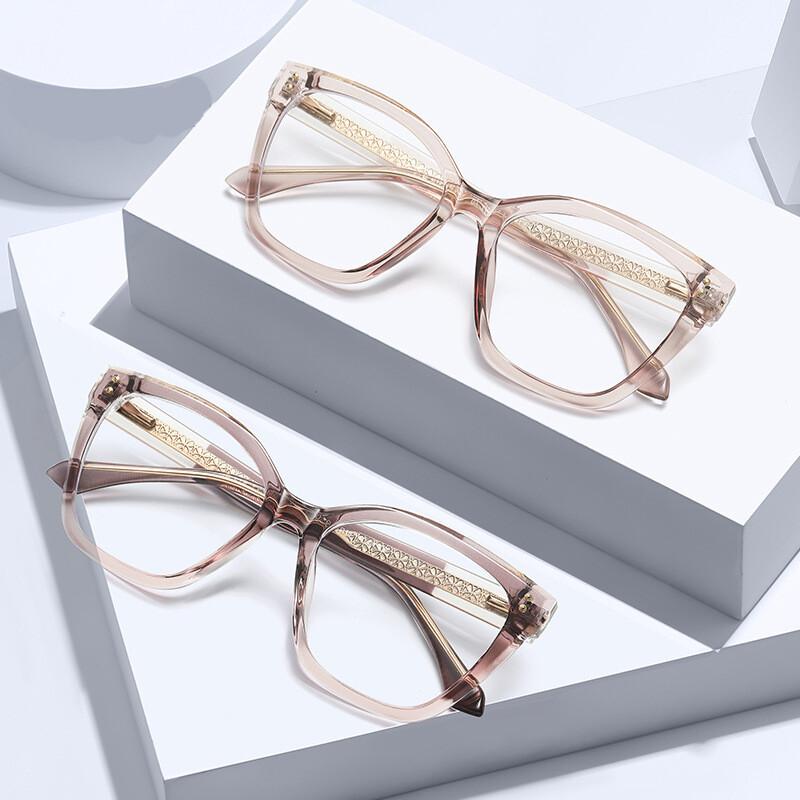 New Vintage Transparent Computer Reading Glasses Women TR90 Anti Blue Light Magnifying Presbyopia Eyewear