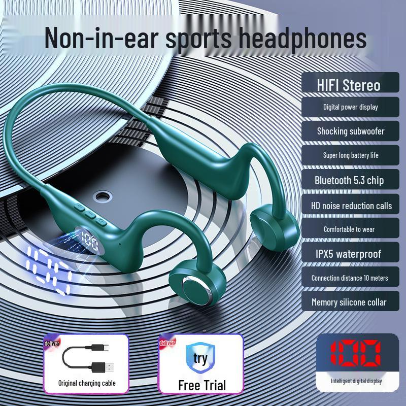 Fenshi 03 Bluetooth In-Ear Sports Air Conduction Earphones with Dual-Channel Stereo and Card Slot Compatibility.