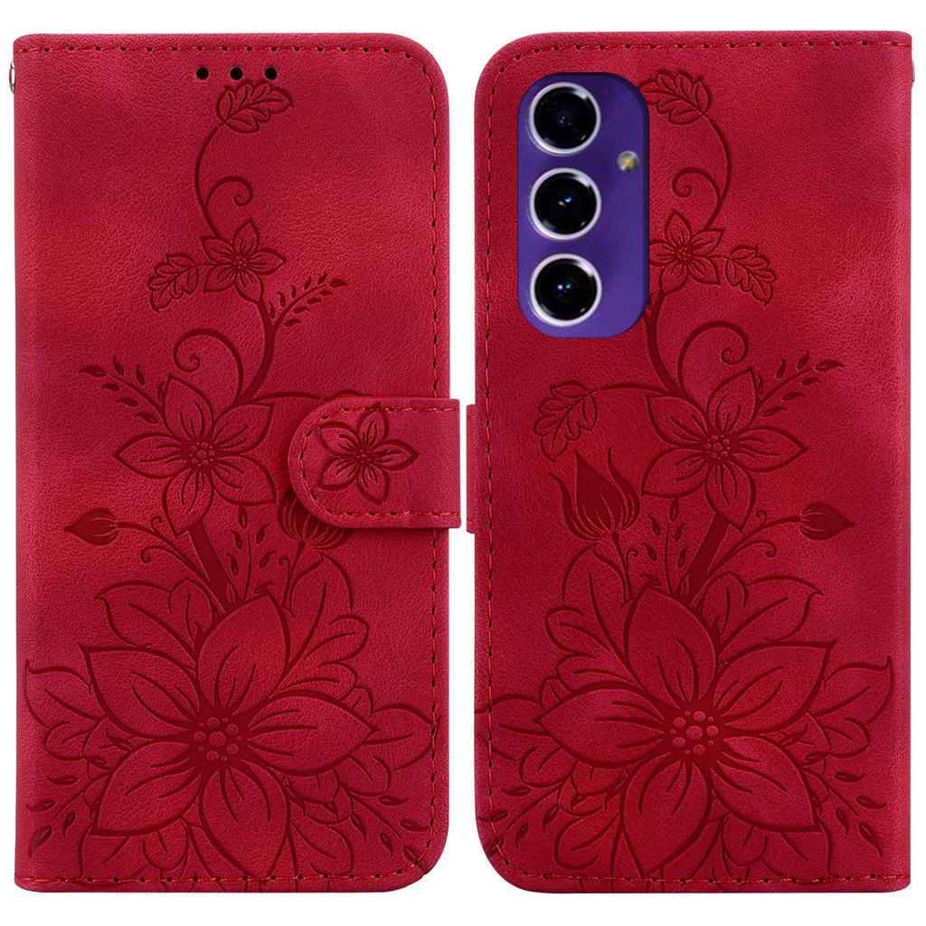 For Samsung Galaxy A16 5G/A16 4G Case Lily Flower Imprint Leather Phone Cover with Stand