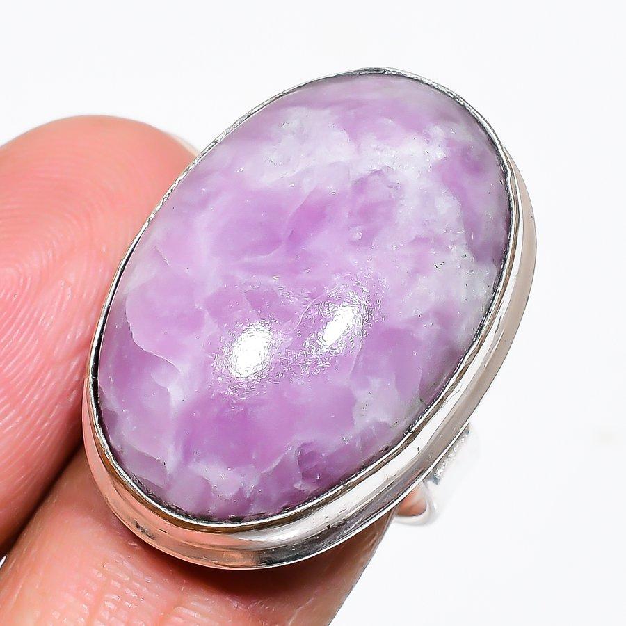 Natural Lepidolite Gemstone 925 Sterling Silver Jewelry Ring Size 8 U2F47