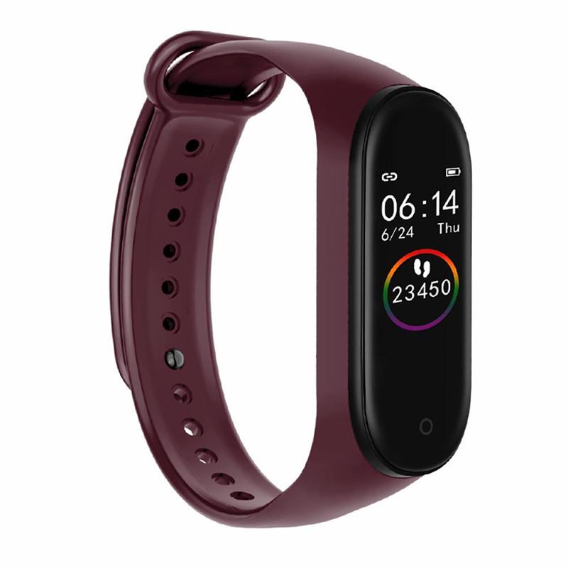 

M4 Smart Bracelet Waterproof Fitness Color Screen Heart Rate Blood Pressure Monitoring темно-красного