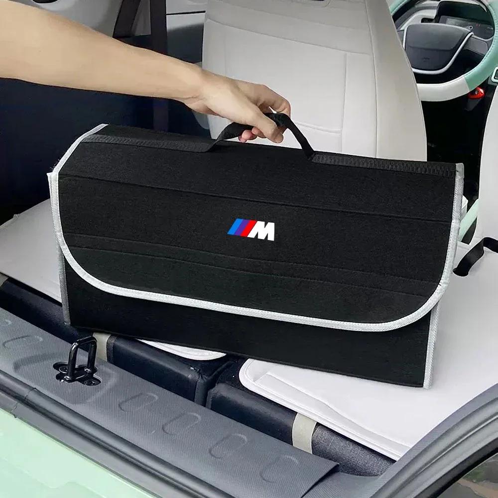 Car Trunk Storage Bag Leather Camping Box Collapsible Auto Emblem Organizer Accessories for BMW M Performance E36 E60 E90 E46 M5