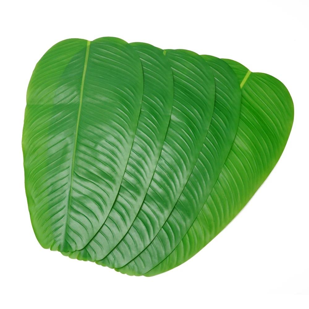 Green Faux Banana Leaf Tropical Drink Cup Coasters Dining Table Mats Green Plants  Table Decoration