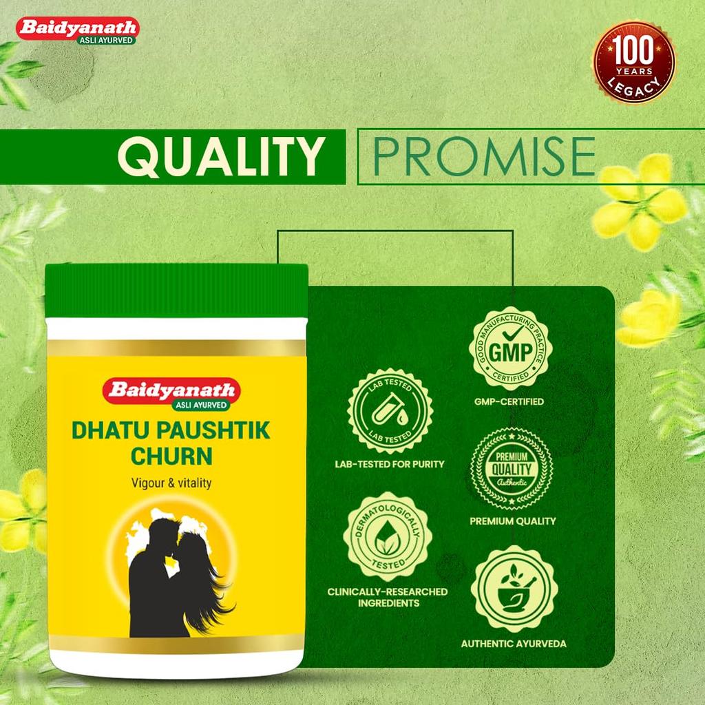 Baidyanath Dhatu Paushtik Churna 100g Ayurvedic Herbal Powder for Strength Stamina and Daily Energy with Ashwagandha Safed Musli Kaunch Beej