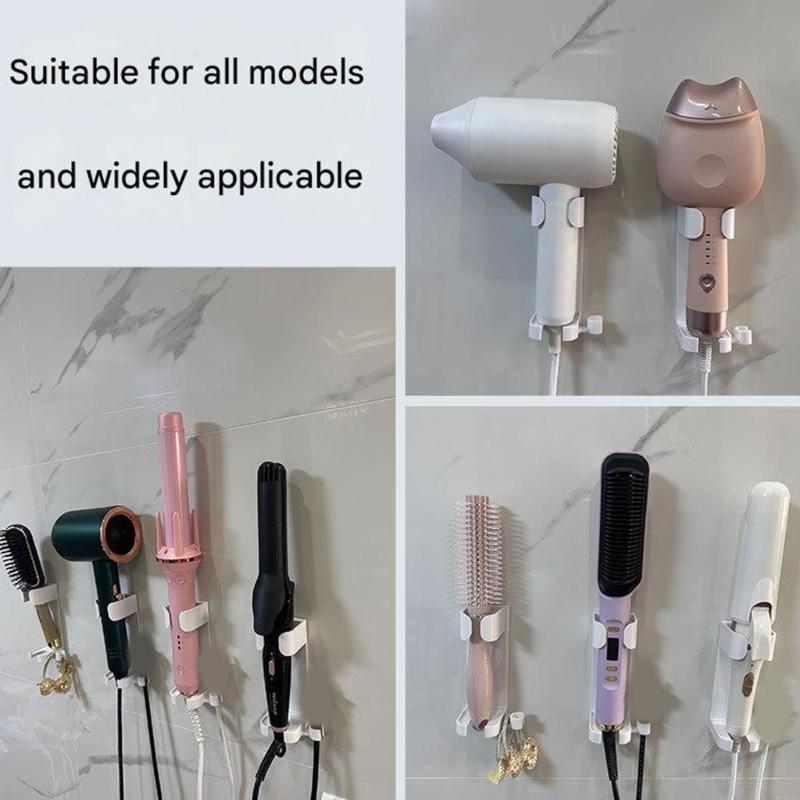 Easy No Tools Required Wall Mount Holder For Hair Dryer And Curling Iron Organizers Space Saving Design Made Of ABS