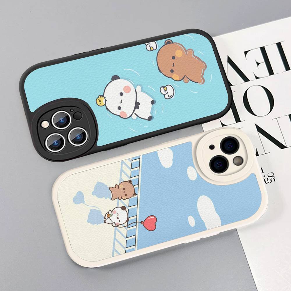Cute Cartoon Bubu Dudu Phone Case for iPhone 16 15 14 13 Pro Max 11 12 Plus Leather Silicone Cover
