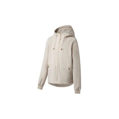 Li Ning Womens Fitness Series Solid Color Hooded Zipper Drawstring Long Sleeve Windbreaker Women Outerwear Moonlight-Gray AFDT066-5