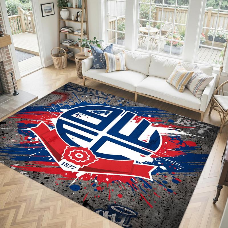 Bolton Wanderers FC Design Crystal Velvet Carpet Cozy Non?Slip Printed Rug For Bedroom Living Room Entrance
