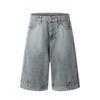 Men'S Workwear Design, Denim Five Quarter Shorts, Men'S High Street Trend, Niche Personality, Wash Water Straight Leg Shorts