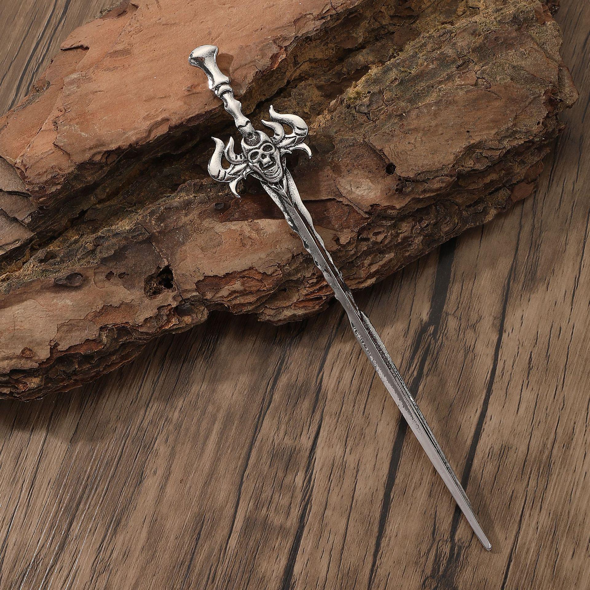 

Viking Gothic Skull Sword Hair Stick Hairpin - Retro Norwegian Party Jewelry