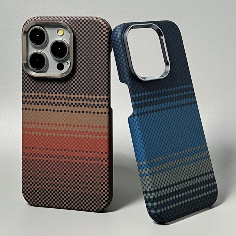 Textura Magnética de Kevlar Fibra de Alta Calidad Para Funda Magsafe Para iPhone 17 16 15 14 13 Pro Max Marco Metálico para Lente Cubierta a Prueba de Golpes