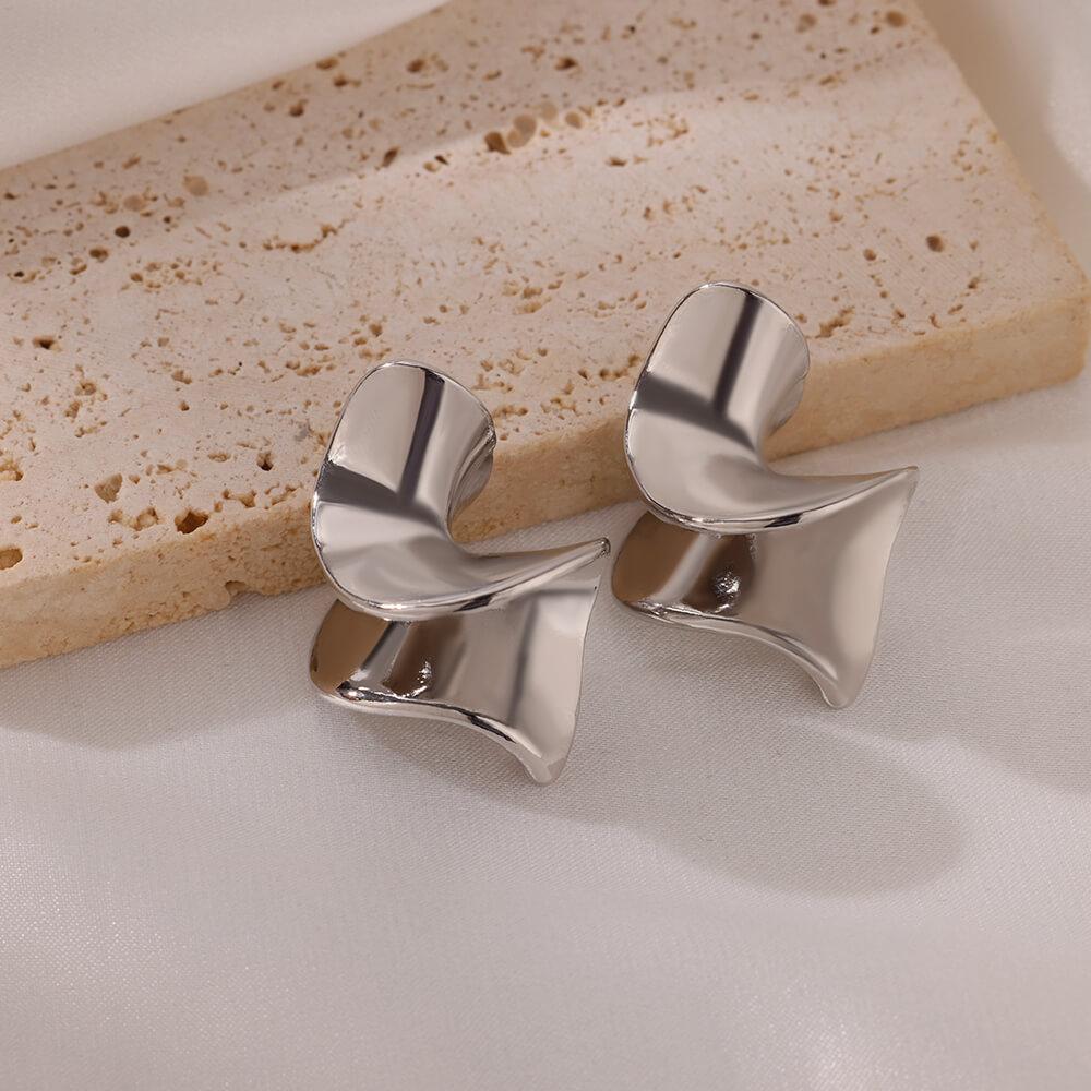 Glossy Spiral Sesign Stud Earrings For Women Stainless Steel Punk Creative Minimalist Stud Earringtrendy Jewelry Gifts Mujer