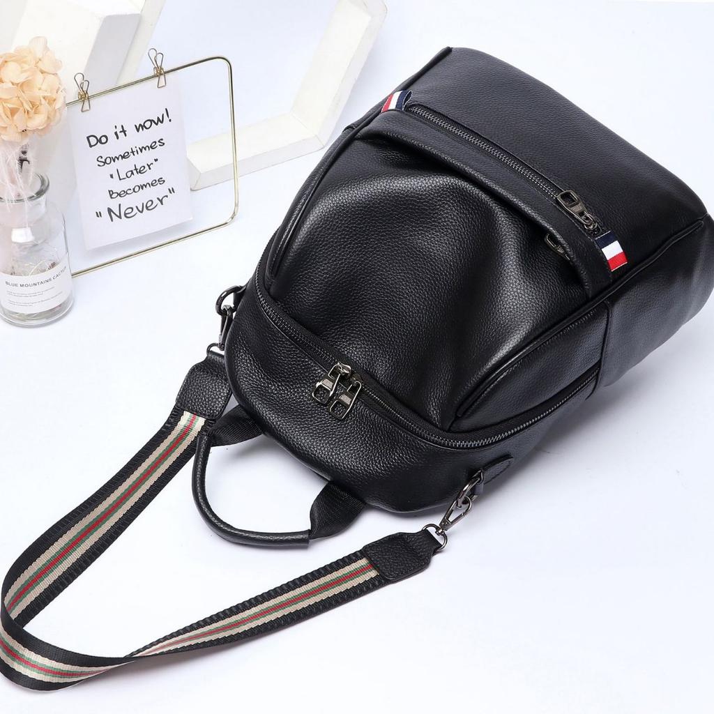Cowhide Backpack, Women's Fashion Travel Schoolbag, Large-capacity Fashion Simple Bag