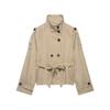 Europäischer und amerikanischer Stil, neue Damenbekleidung, modisch, vielseitig, doppelreihiger Schnür-Langarm-Trenchcoat für Damen