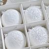 12pcs 8cm Exquisite High-end Snow White Lace Christmas Ball Ornaments Christmas Tree Hanging Decorations Gift Box Set