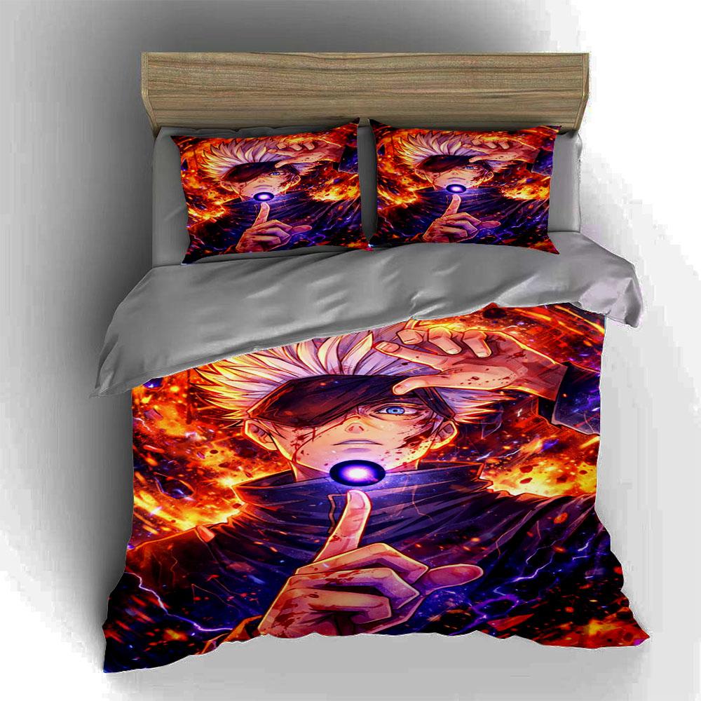 Anime-inspired Fiery Design Bedding Duvet Cover Sets Duvet Covers Pillowcases Gifts (1 * Duvet Cover 2 * Pillowcases, Without Duvet Insert)