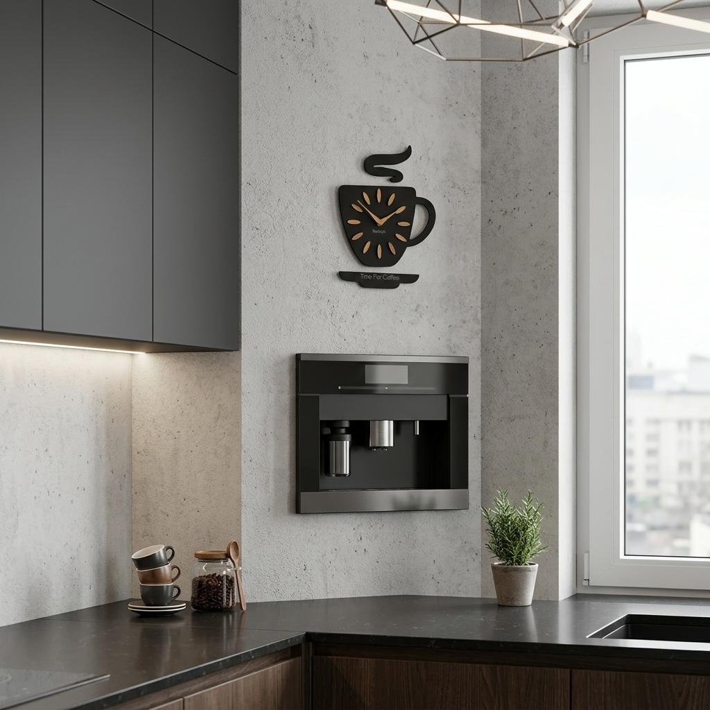 Wooden cup kitchen wall clock