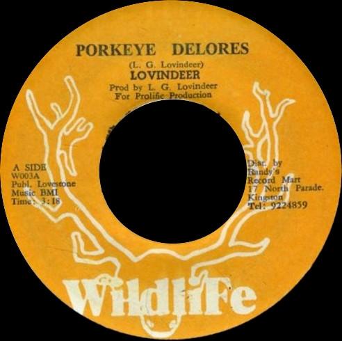 

7inch Record LLOYD LOVINDEER Porkeye Delores W003 Wildlife Jamaica Reggae Ska Dub Used