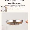 1.3L Stainless Steel Grease Filter Container, Easy-Clean Oil Bottle with Lid & Strainer, High Temp Resistant.