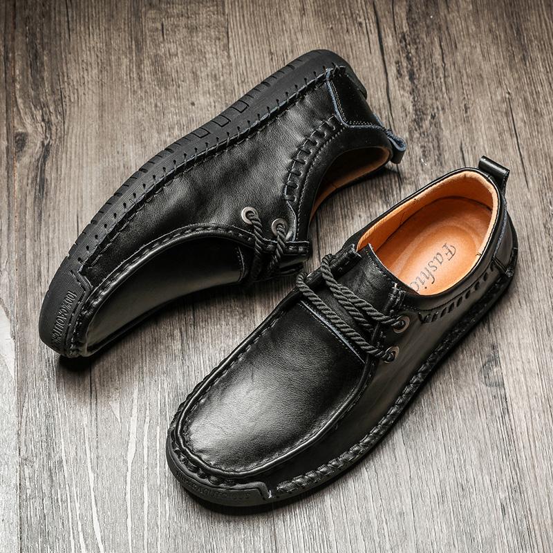 FashionMen Leather Shoes Casual Handmade Soft Men Sneakers Breathable Driving Shoes Designer Men Loafers Dropship Moccasins Shoes 38-48