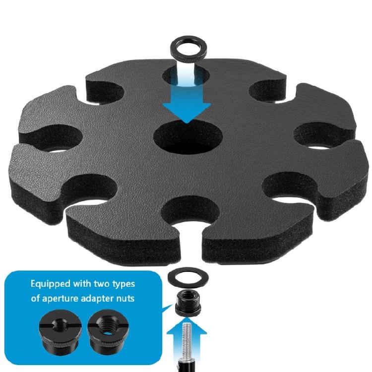 Microphone Stand Mount Mics Holder with Antislip Foam Base and 8 Slot Construction  for Studio Stage