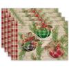 4/6/8Pcs Red Tartan Plaid Christmas Placemats Holiday Winter Farmhouse Rustic Place Linen Table Mat for PartyKitchenDining Decor
