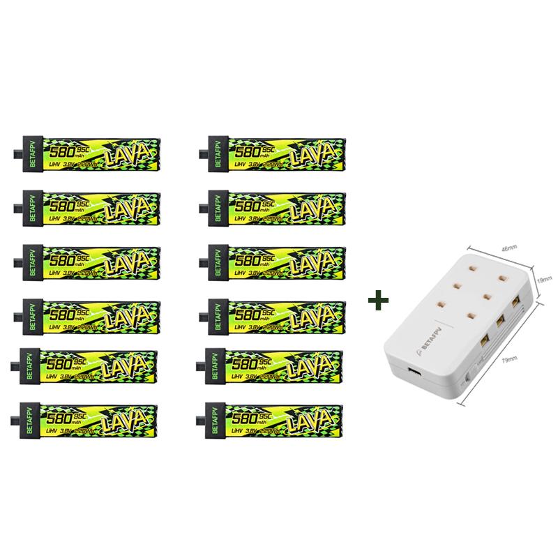 BETAFPV LAVA II 580mAh 1S Battery BT2.0 For Air75, Meteor75 Pro Whoop Drone FPV For 6 Ports 1S Battery Charger & Adapter