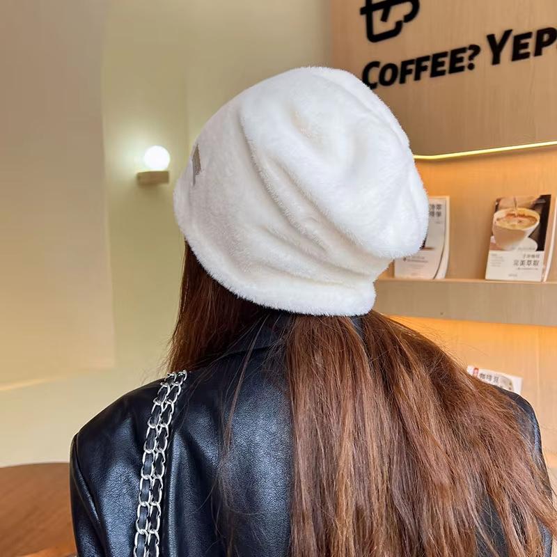 Winter Warm Plush Beanies Cap For Women Soft Fluffy Fur Baggy Slouchy Skullcaps Korean Girl Hip Hop Thicken Pullover Bonnet