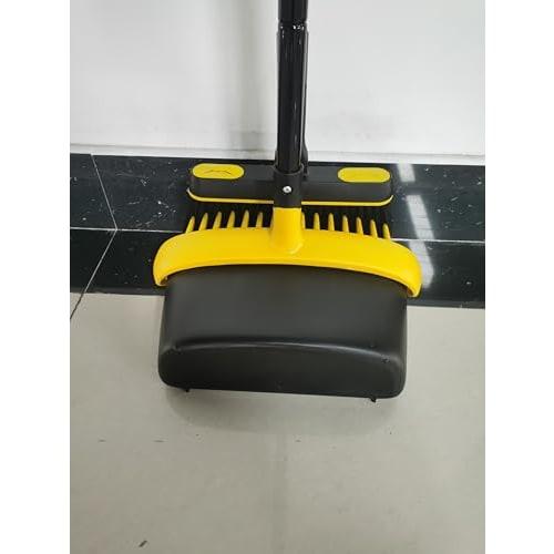 JEHONN Long Handle Dustpan and Brush Set, 138cm Tall, with Rotating Broom, Upright Folding Dustpan, and Comb Teeth for Home Kitchen, Lobby, and Indoor