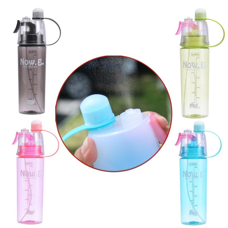 Creative Cartoon Spray Water Bottle For Outdoor Sports, Portable With Lid, Plastic Cup For Summer Hydration And Cooling, 600ml Capacity