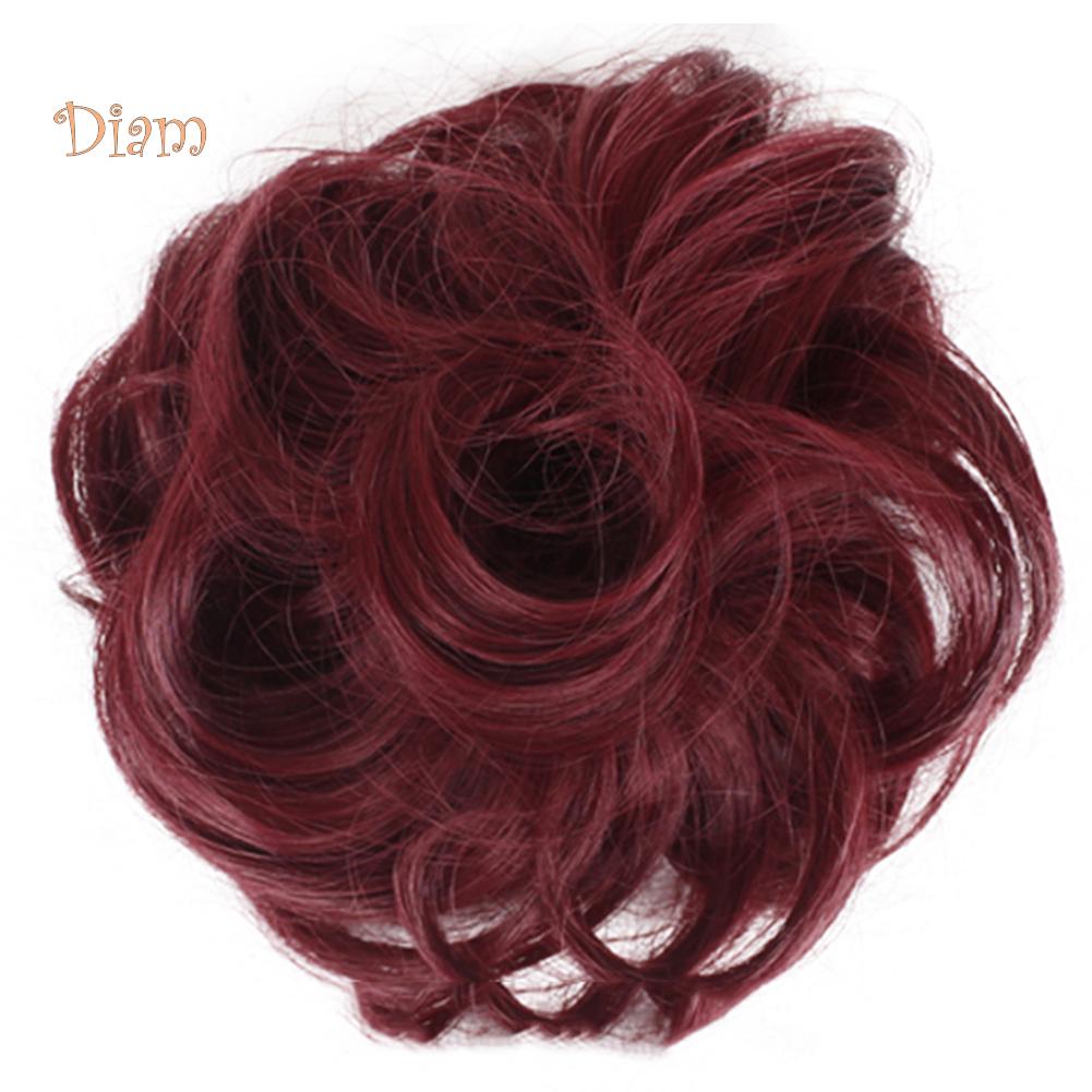 Diamo Women Hair Bun Extension Wavy Curly Messy Donut Chignons Wig Hairpiece