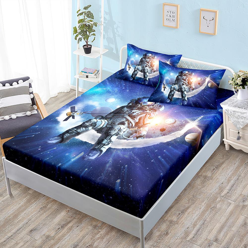 

Three-Piece Mattress, Mattress Cover, Character Series, Astronaut Locomotive Mattress Protective Cover Sheet (100cm * 190cm * 40cm) 2pcs