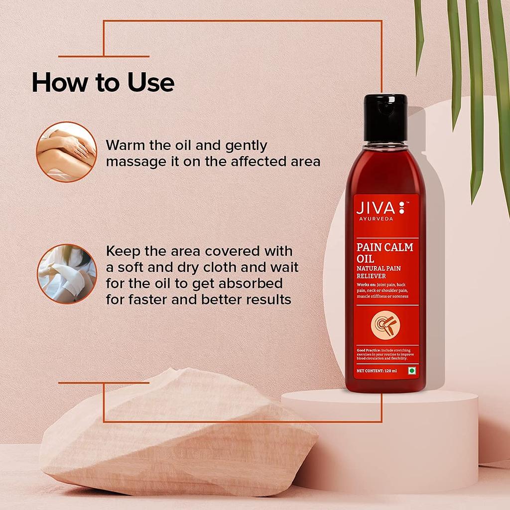 Jiva Pain Calm Oil 120 ml Pack of 1 | Natural Ayurvedic Blend for Joint, Muscle & Shoulder Pain Relief