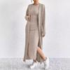 Spot Hot-selling Women's Clothing European Beautiful Women Autumn Fashion Vest Dress Long Sleeve Long Coat Two-piece Set