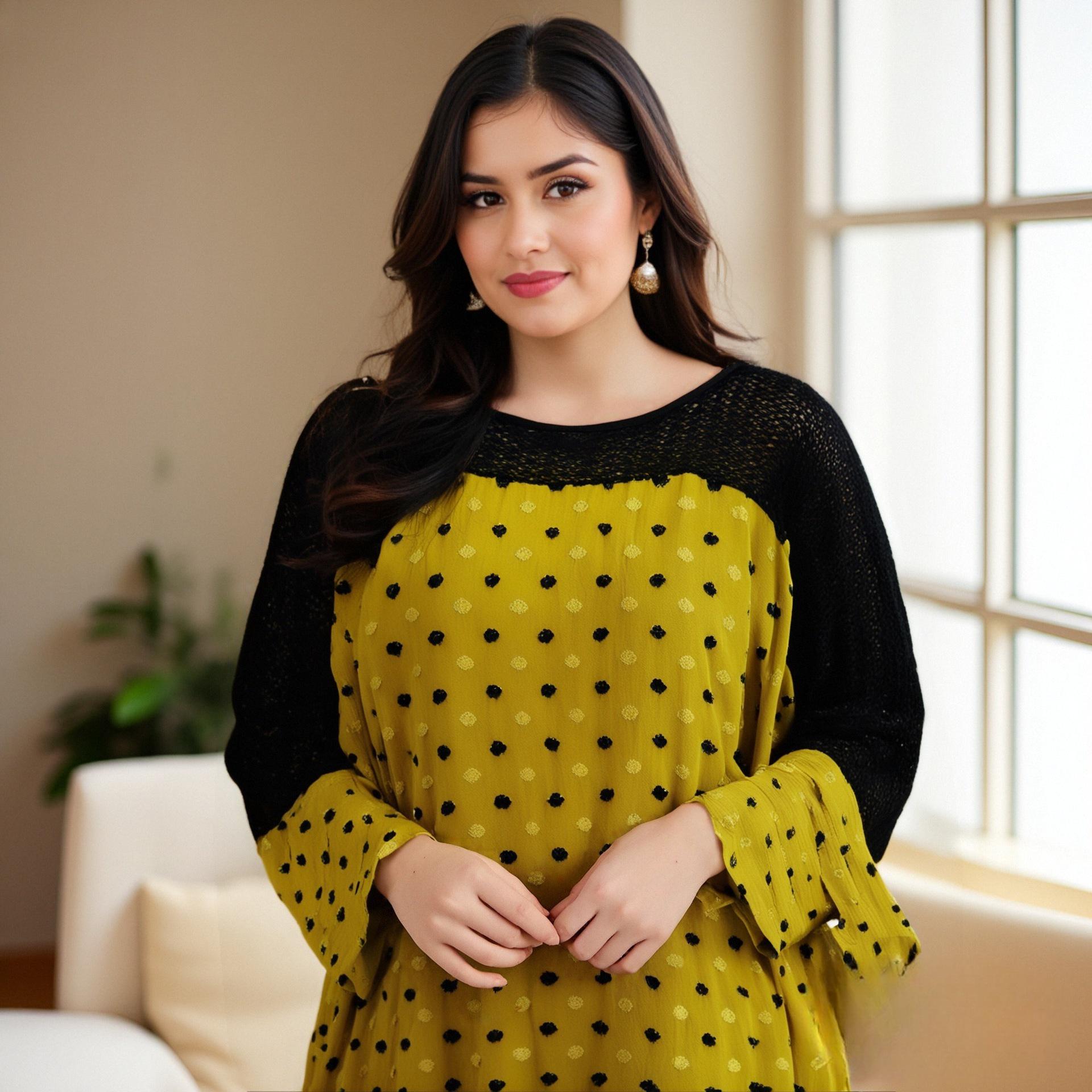 

Elegant Polka Dot Plus Size Loose Robe - Middle Eastern and African Ethnic Style One Size