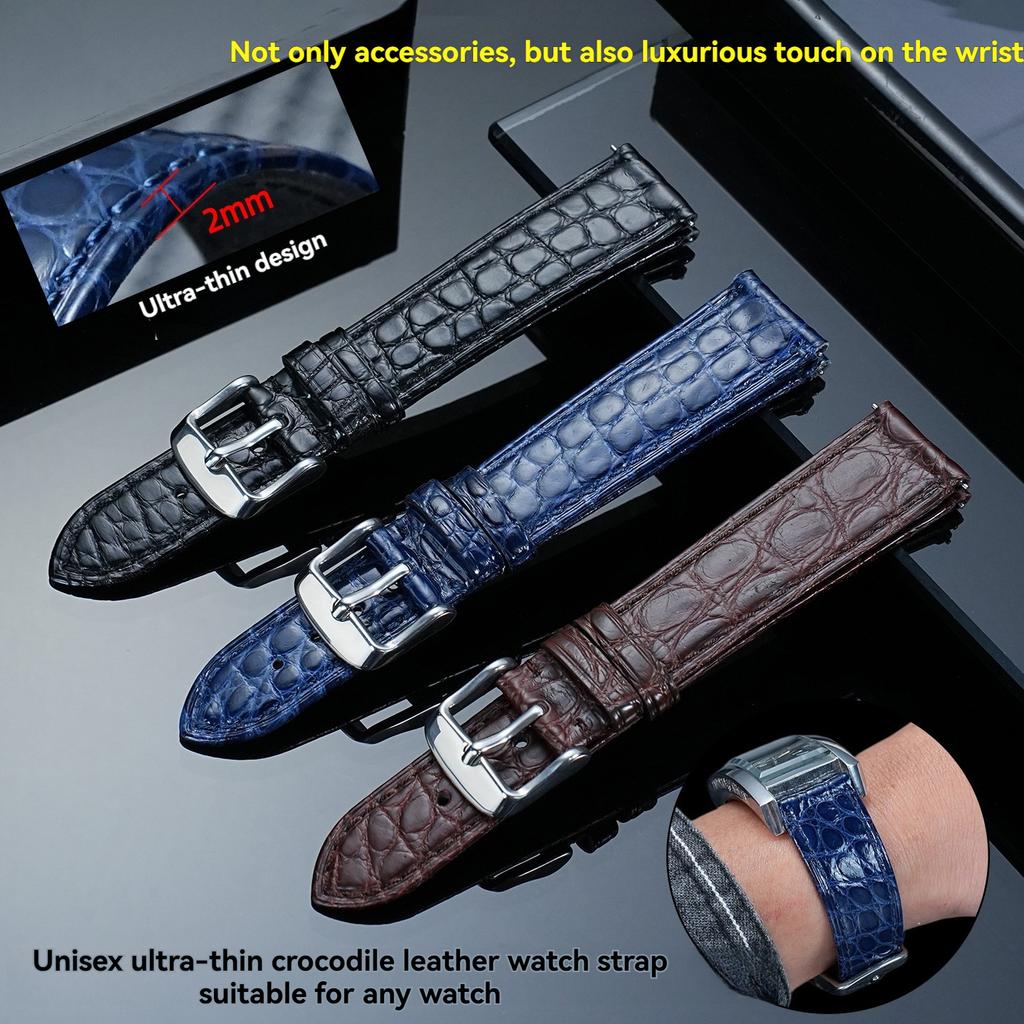13-22mm High-end crocodile strap quick-release Cowhide base watchband ultra-thin soft unisex for Longines Rossini Cartier Omega