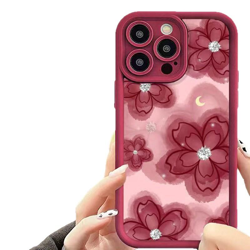 Beautiful Ink Flower Is Suitable for Apple 13 Mobile Phone Case 14promax Silicone iPhone15pro Protective Case 16/17.