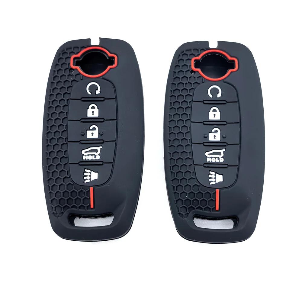 For Nissan Rouge Kicks Pathfinder J12 Ariya Altima Rogue Qashqai Bluebird Sylphy 5 Buttons New Style Soft Silicone Car Key Case