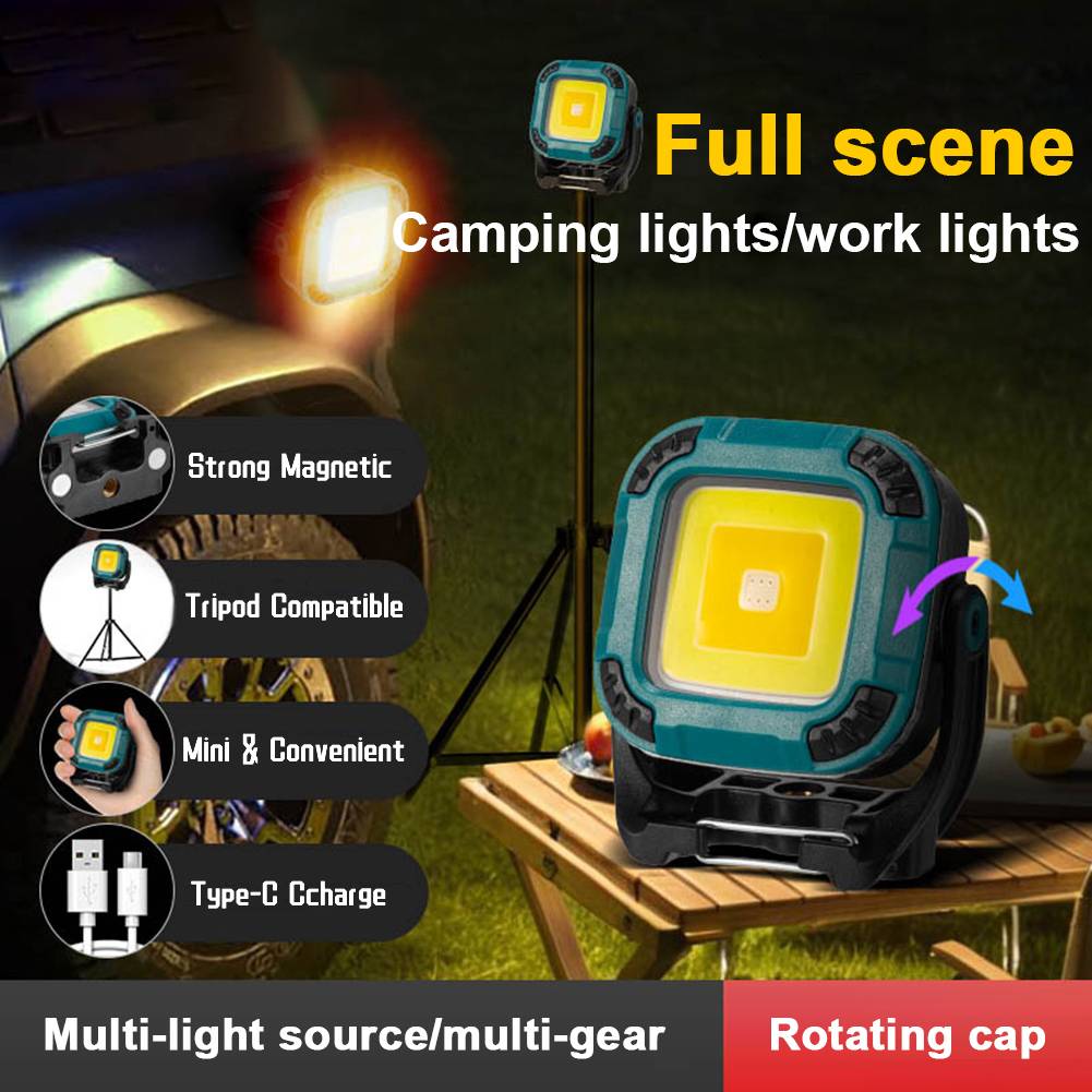 LED Full Scene Work Light Waterproof Magnetic Camping Light COB Emergency Light for Car Repairing Emergency Job Site Lighting