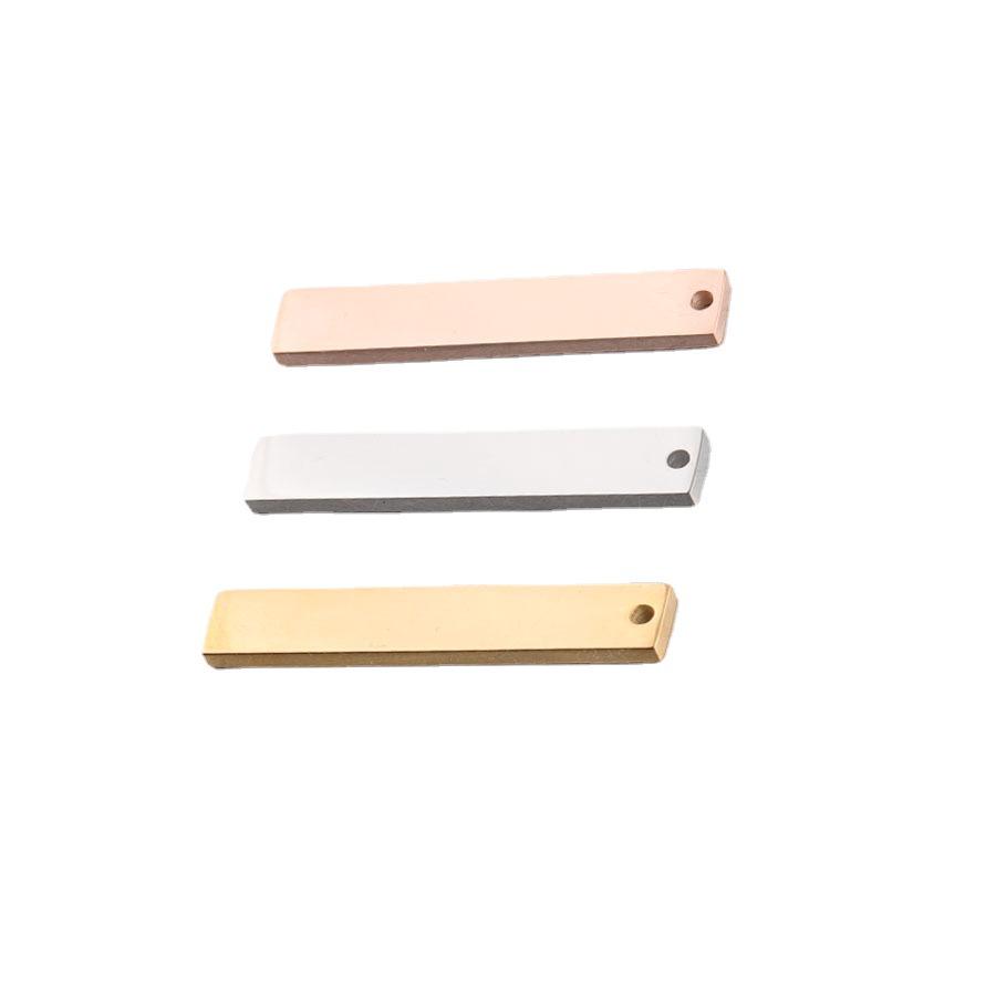 Prostokątna zawieszka ze stali nierdzewnej, DIY błyszcząca przywieszka, 2x6x35mm