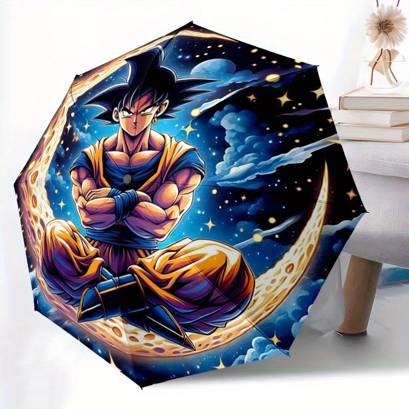 1pc Handsome Son Goku Automatic Folding Umbrella - 3 Folding Design, Vivid Cartoon Pattern, Suitable for Outdoor Activities, A Gift for Fans In A