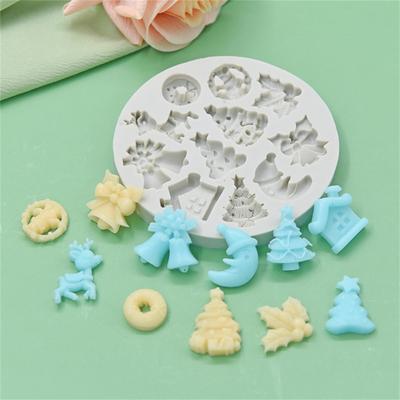 Árvore de Natal Enfeites Sino de Natal Molde de Silicone para Sugarcraft Chocolate Cupcake Assar Ferramentas de Fondant