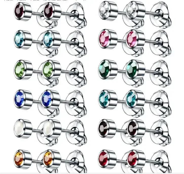 

1 шт. стерильный пистолет для прокалывания ушей из нержавеющей стали, золотые серьги-гвоздики с резьбой, украшение для хряща козелка уха (цветной случайный) серебряный