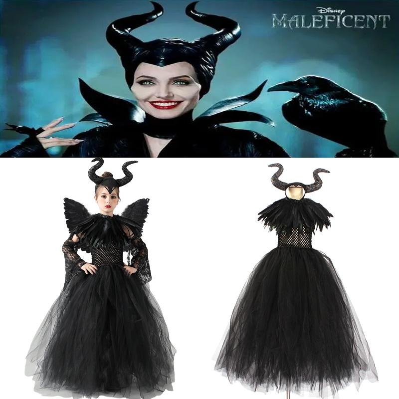 Maleficent Angelina Jolie Cosplay Kostuum Jurk Halloween Feest Outfit Voor Kinderen